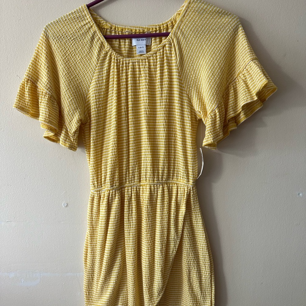 Old Navy Youth Yellow Gingham Ruffle Sleeve Dress